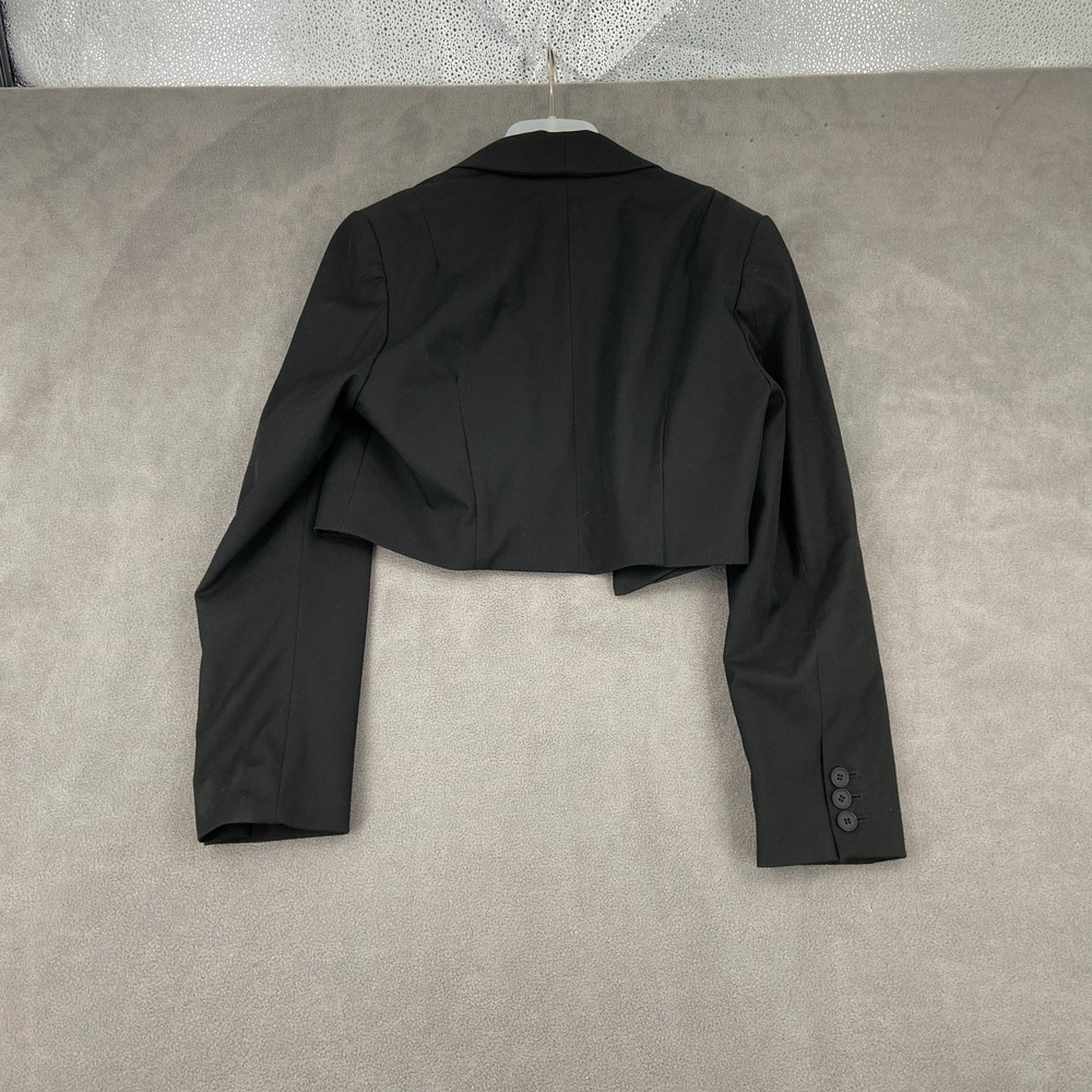 AllSaints Cropped Blazer Jacket Women's 6 Black Formal Shawl Collar Open Front - Picture 8 of 10